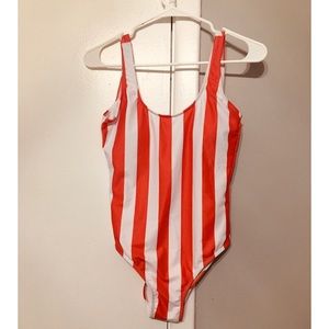Red and white striped swimsuit